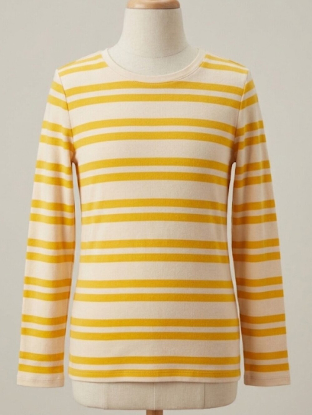 Merona Casual Long sleeve Top Yellow and Cream Stripes Measures LG-XL